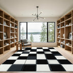 Monochrome 3D Checkered Composition Rug
