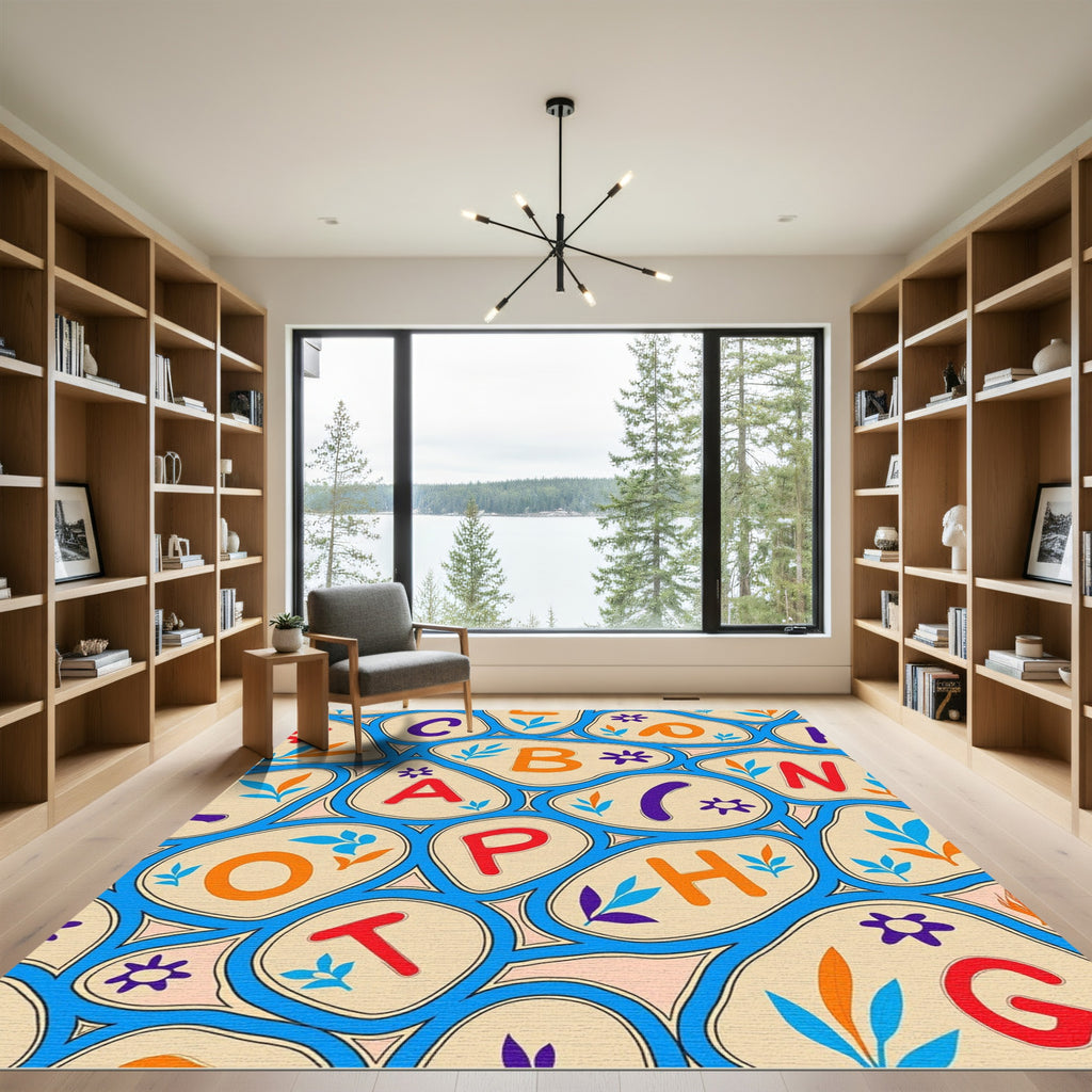 Playful Alphabet Floral Composition Rug