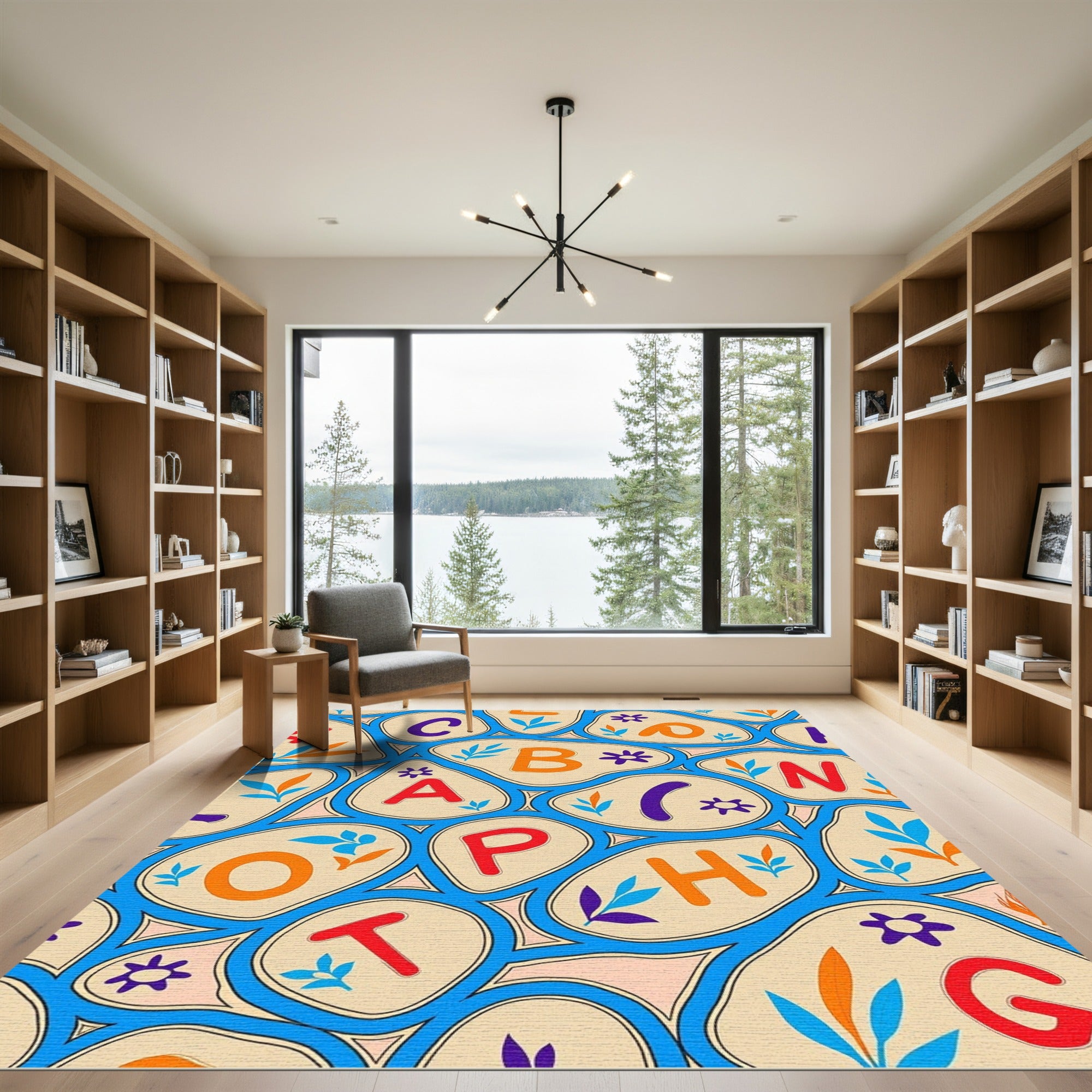 Playful Alphabet Floral Composition Rug