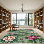 Vintage Pink Peony Ivy Arrangement Rug