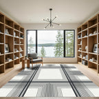 Monochrome Geometric Lines Composition Rug