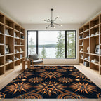 Vibrant Orange Starburst Geometric Rug