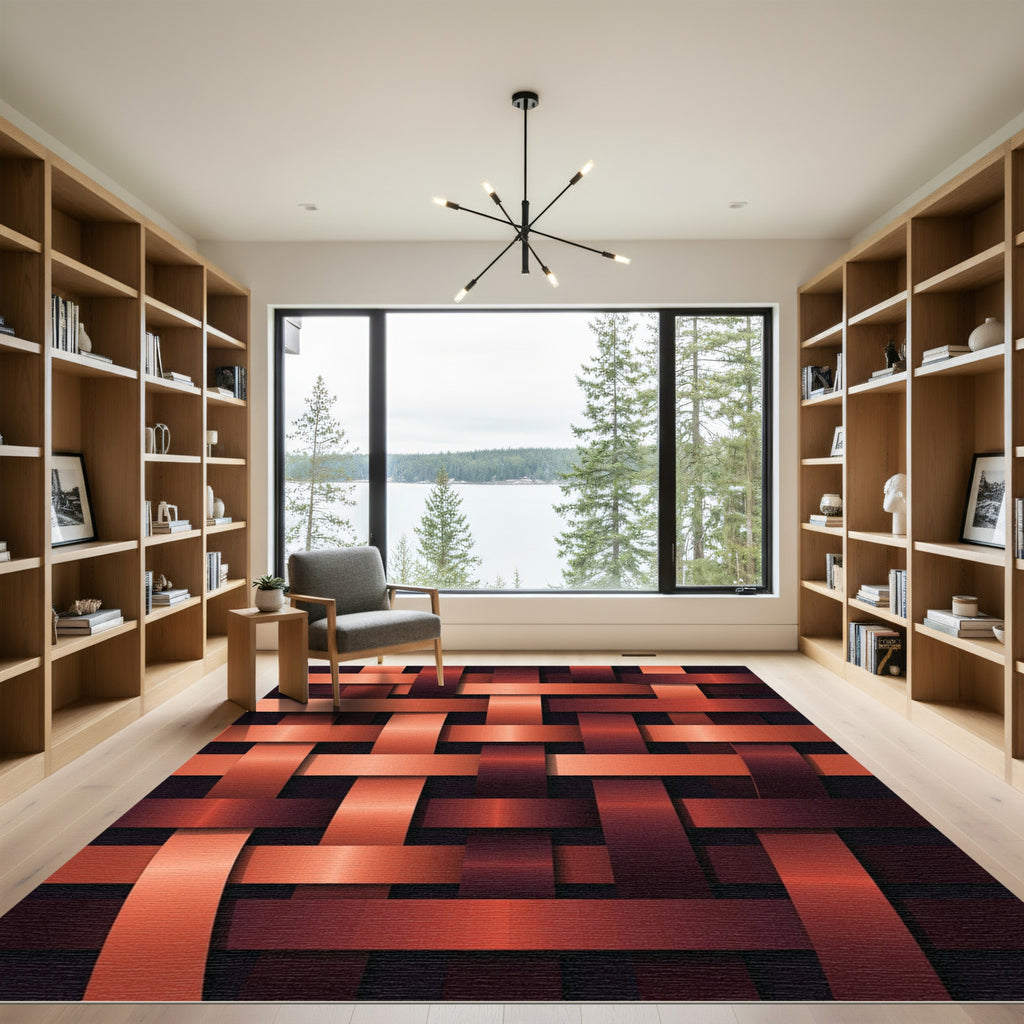 Woven Copper Geometric Overlap Rug