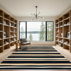 Modern Black Gold Striped Abstraction Rug