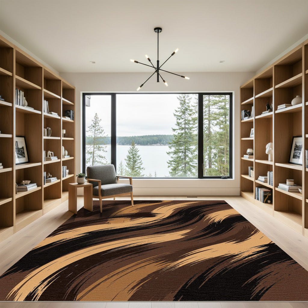 Earthy Abstract Brush Stroke Rug