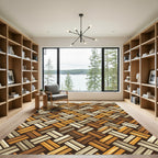 Earthy Woven Herringbone Stripes Rug
