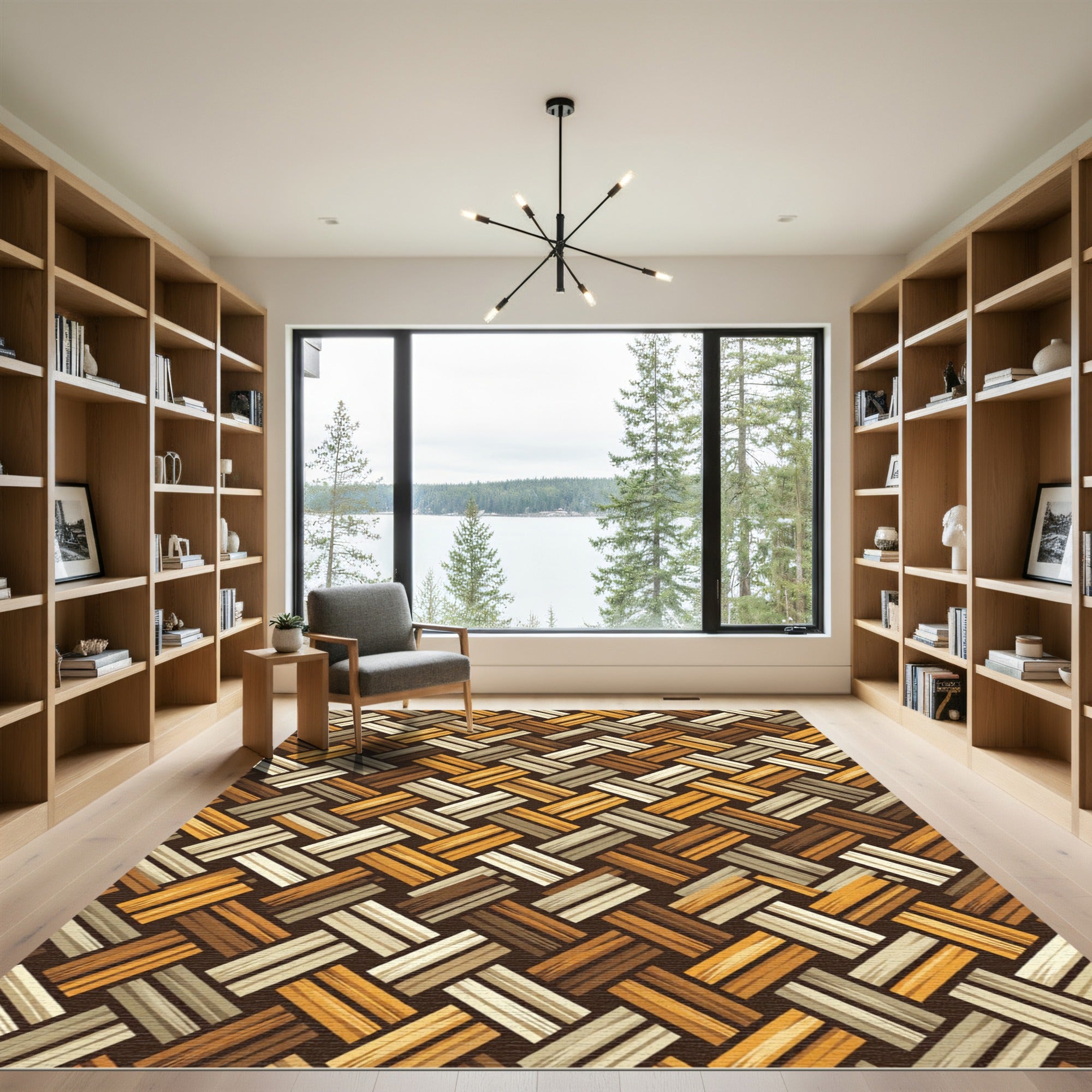 Earthy Woven Herringbone Stripes Rug