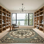 Vintage Sage Floral Medallion Illustration Rug