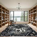 Tribal Masks Gold Crowns Geometric Symbols Rug