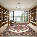Blush Rose Floral Medallion Tapestry Rug