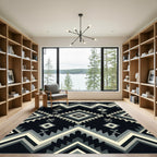 Monochromatic Tribal Diamond Chevron Rug