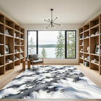 Abstract White Frozen Snow Drift Rug
