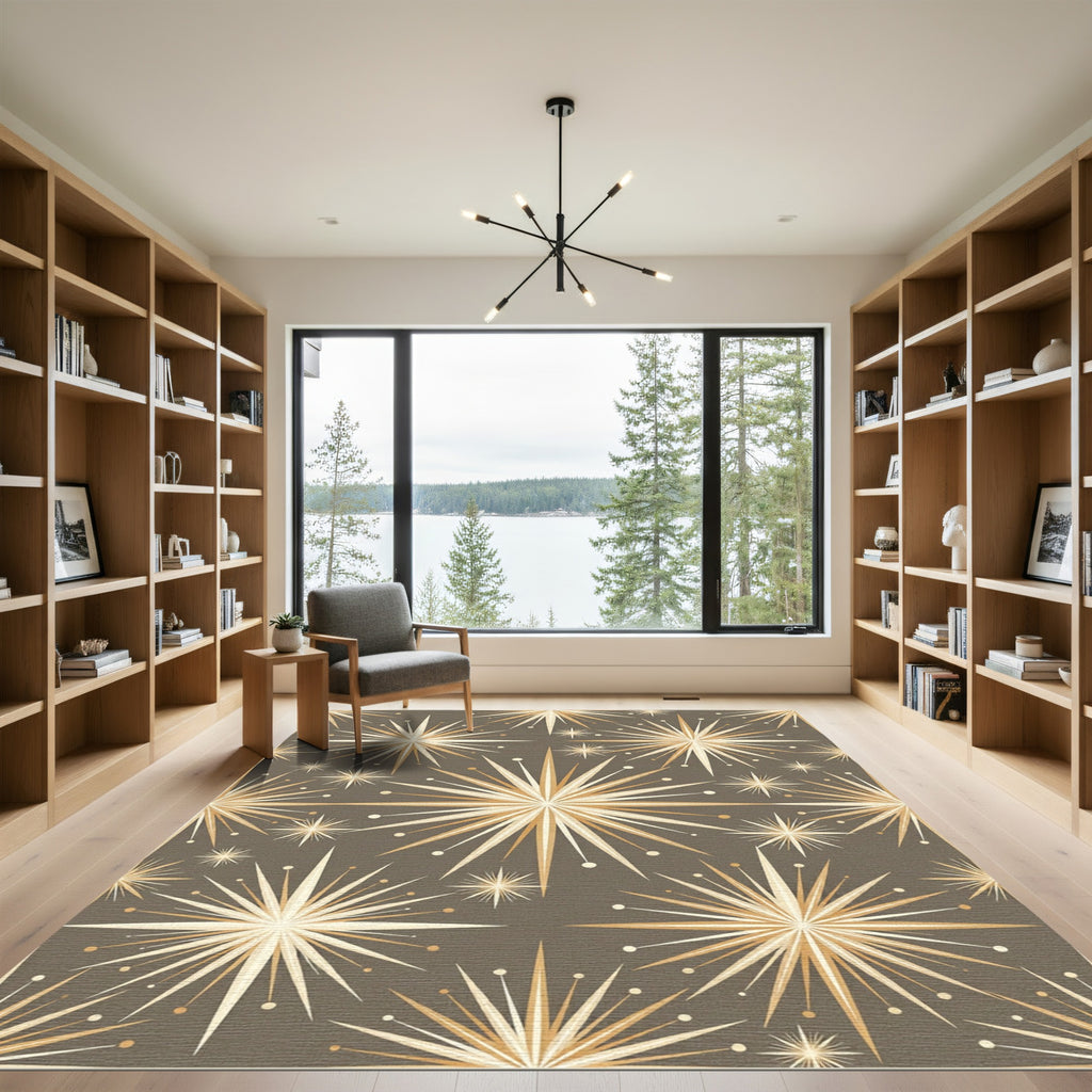 Mid Century Starburst Rays Rug