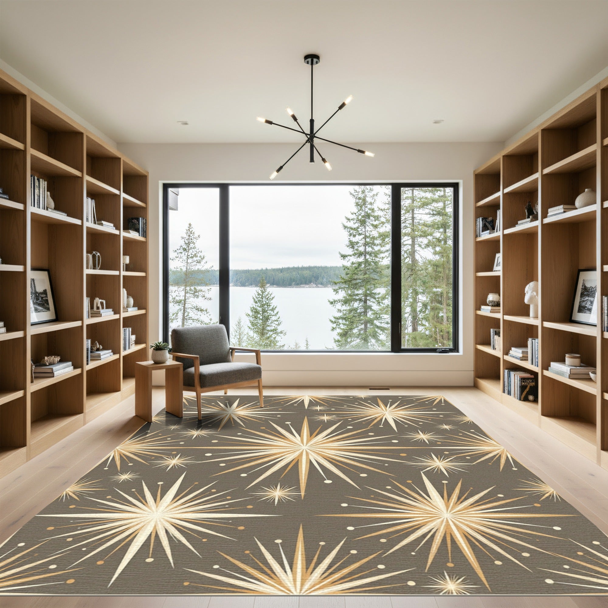 Mid Century Starburst Rays Rug