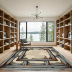 Rustic Wood Grain Stain Layered Rug