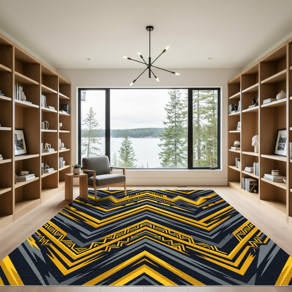 Bold Yellow Geometric Zigzag Rug