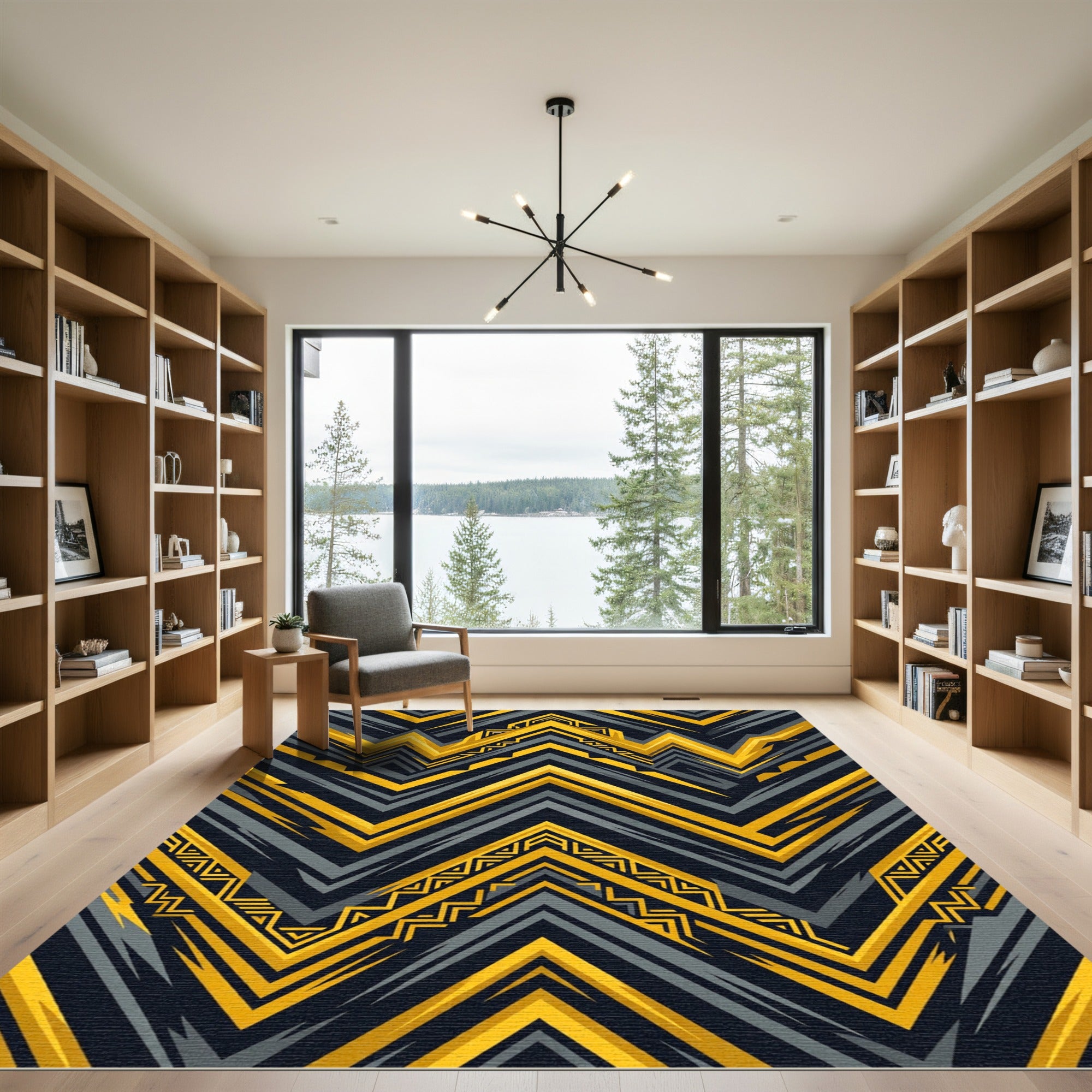 Bold Yellow Geometric Zigzag Rug