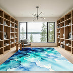 Deep Ocean Azure Splash Waves Rug
