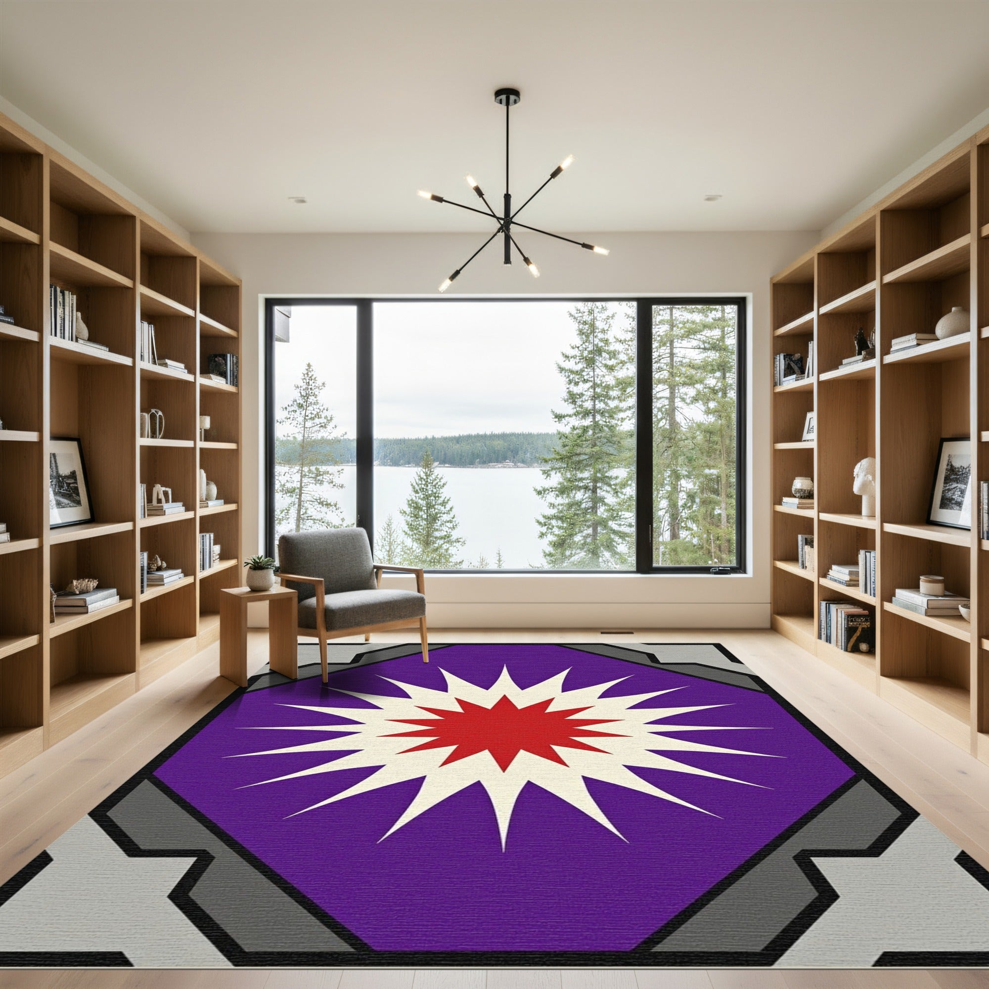 Radiant Purple Sunburst Medallion Rug