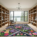 Pink Coral Rose Lilac Garden Trellis Rug