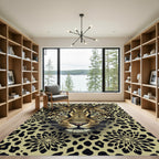Golden Leopard Wild Flower Medallion Rug
