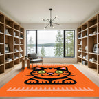Cute Orange Tabby Cat Face Rug