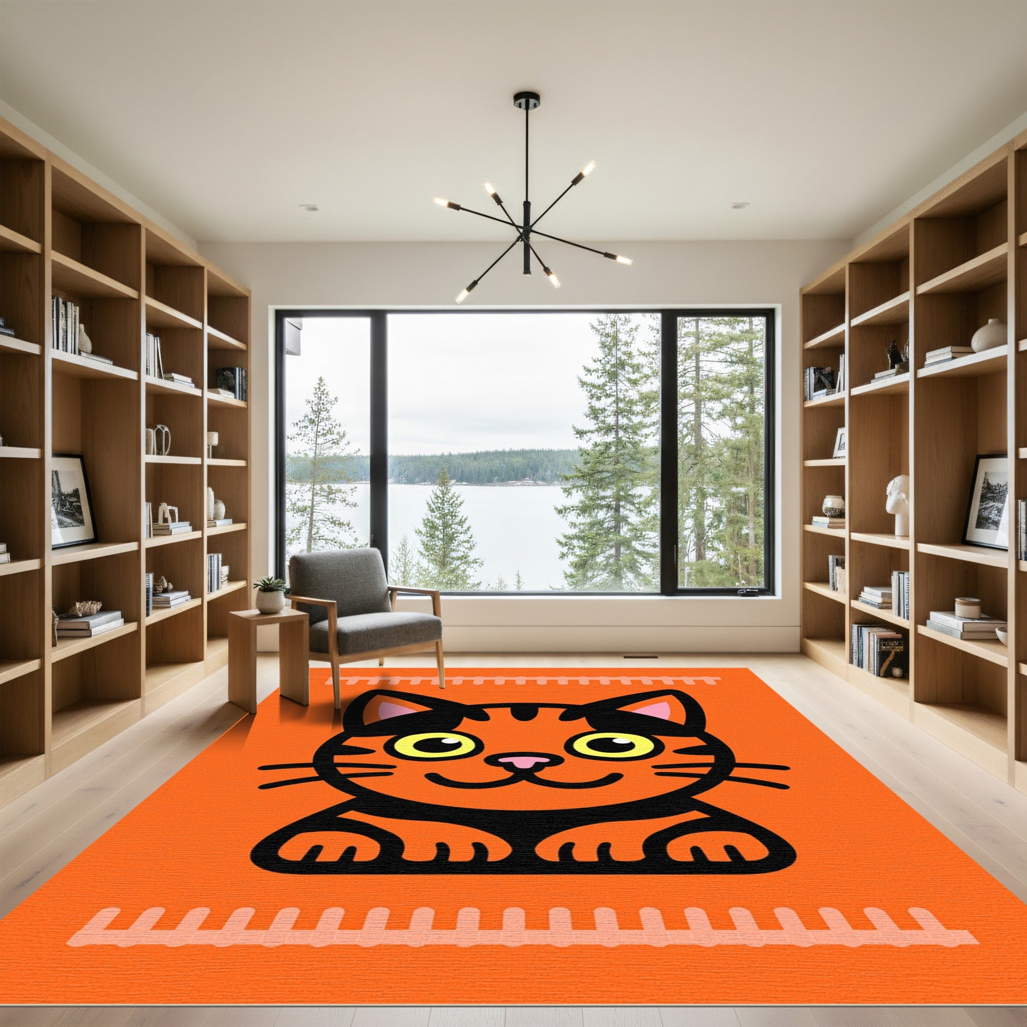 Cute Orange Tabby Cat Face Rug