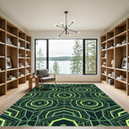 Neon Green Geometric Hexagon Art Rug