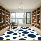 Deep Navy Circles Collage Rug