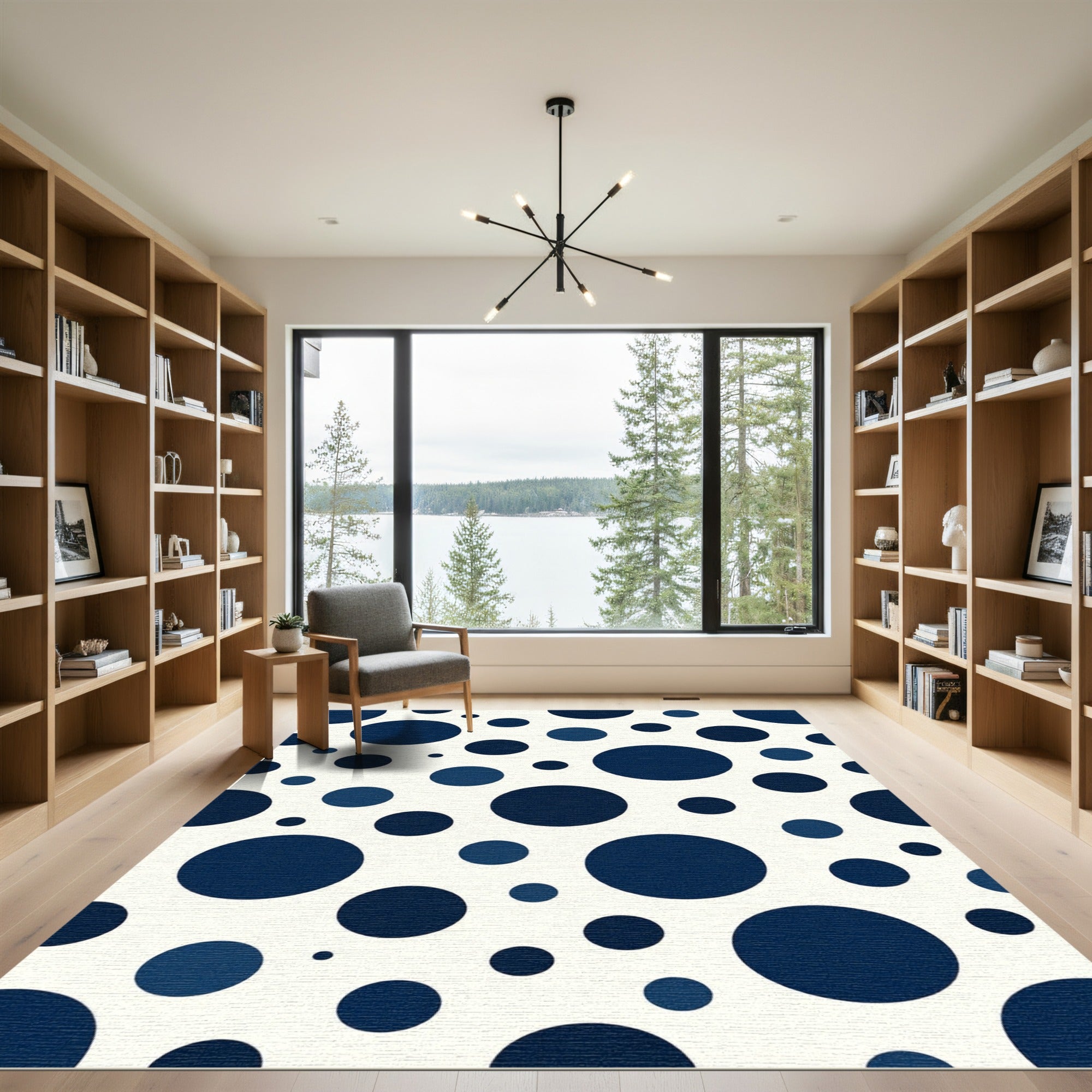 Deep Navy Circles Collage Rug