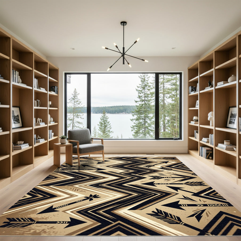 Tribal Black Arrow Geometric Chevron Rug