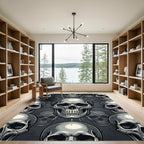 Edgy Monochrome Repeating Skull Graphic Rug