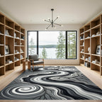 Monochromatic Abstract Flowing Swirl Wave Rug