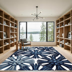Indigo Denim Bow Floral Medallion Rug