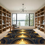Art Deco Radiant Gold Sunburst Arches Rug