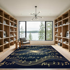Golden Musical Notes Wave Rug