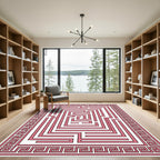 Pink Maze With Greek Key Border Rug