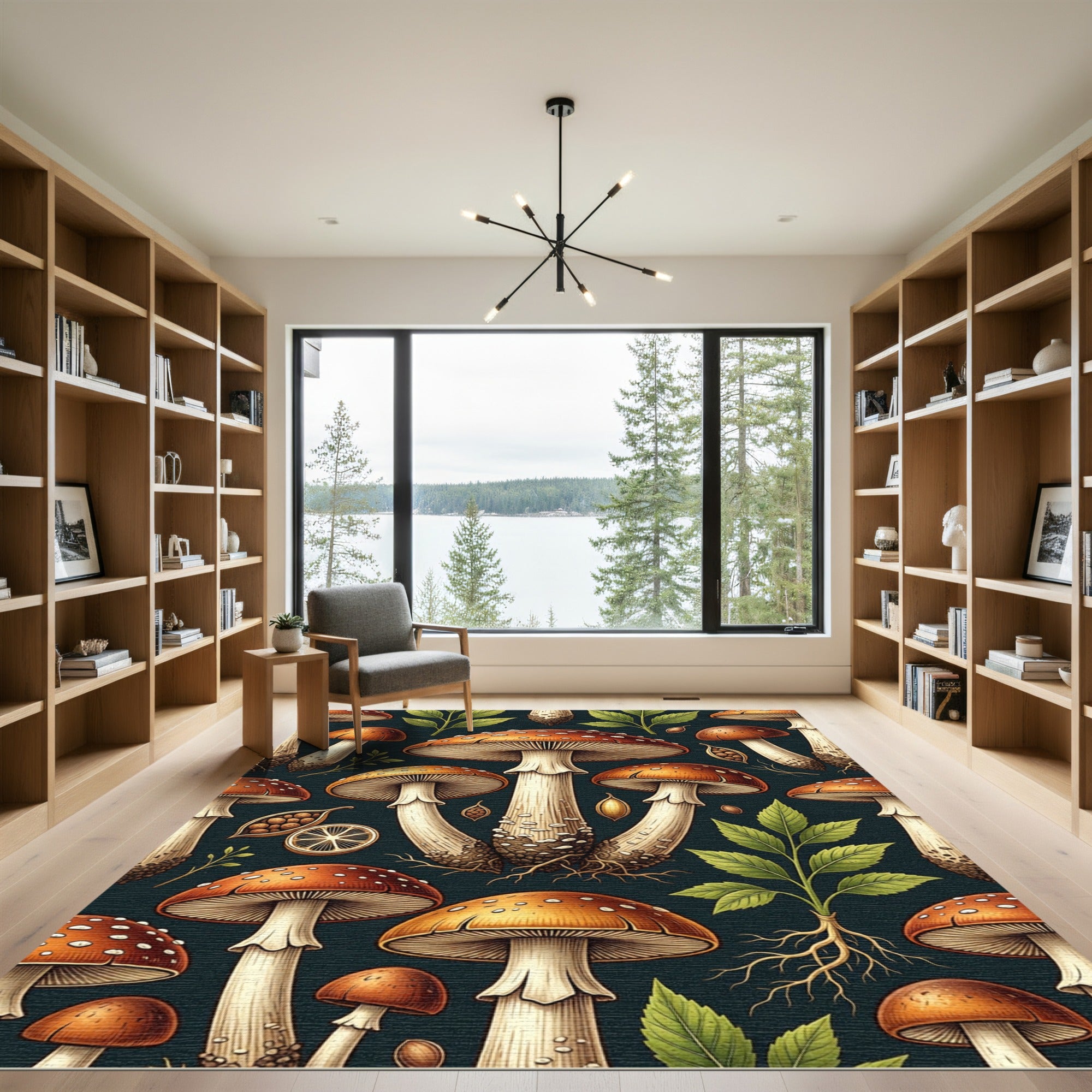 Botanical Forest Mushroom Earthy Tone Rug