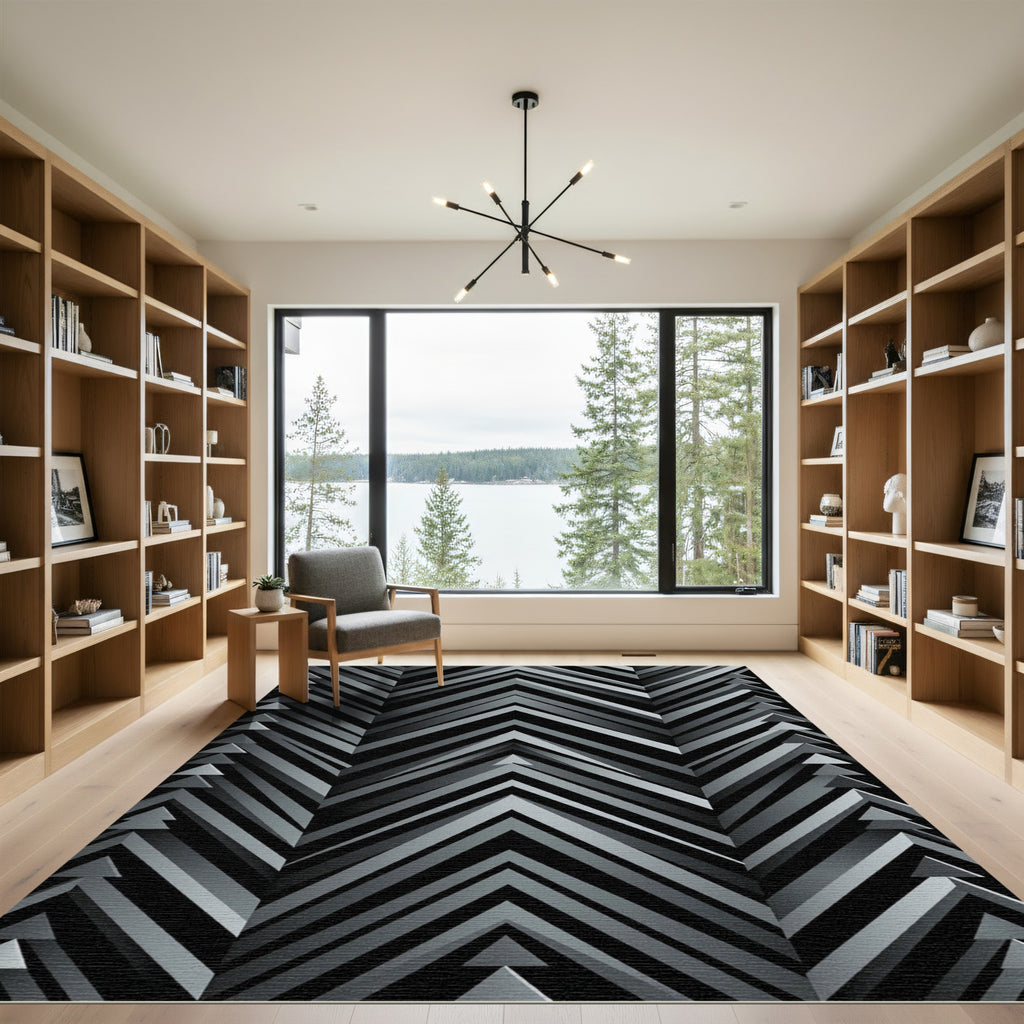 Monochromatic Chevron Zigzag Arrow Rug