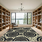 Cream Black Radial Sunburst Rug