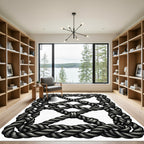 Charcoal Braided Knot Frame Rug