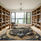 Gray Chrysanthemum Crown Medallion Rug
