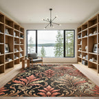 Elegant Pink Acanthus Leaf Damask Rug