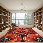 Bold Red Poppy Polka Dot Bloom Rug