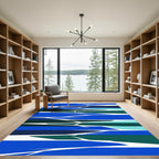 Modern Blue Green Abstract Break Rug