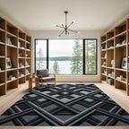 Charcoal Gray Modern Intersecting Geometric Rug