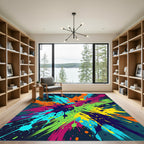 Vibrant Multicolored Abstract Paint Splash Rug