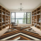Geometric Chevron Wood Grain Aesthetic Rug