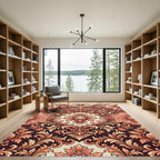 Coral Floral Acanthus Scroll Rug