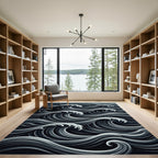 Dark Gray Oceanic Wave Rug